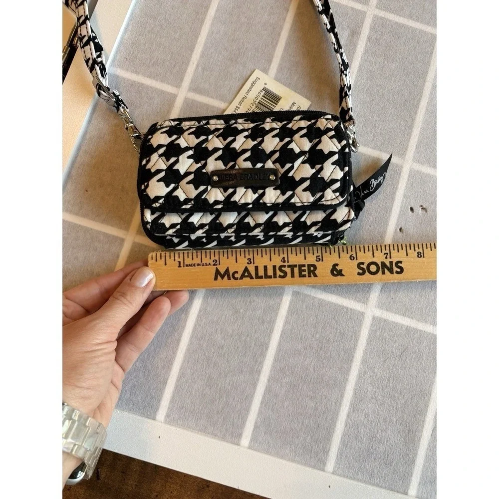 NWT Vera Bradley Quilted Midnight Houndstooth Crossbody black white wallet